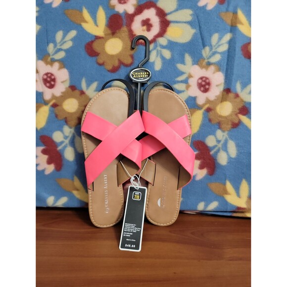 Charles Albert Size 7/8 Pink Criss-Cross Sandals - Picture 1 of 4